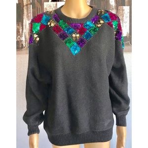 VINTAGE Women’s sequins pullover sweater size M